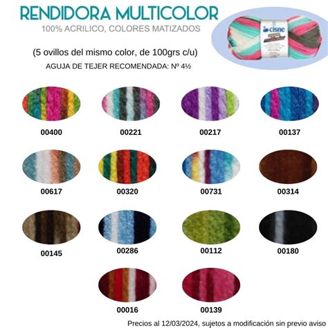 Lana Acr Lica Semigorda Rendidora Multicolor Cisne X Grs Merceril