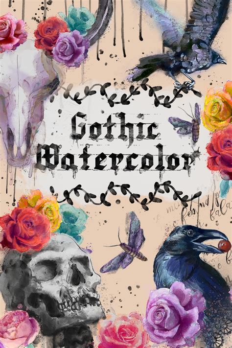 Gothic Watercolor Clipart Set