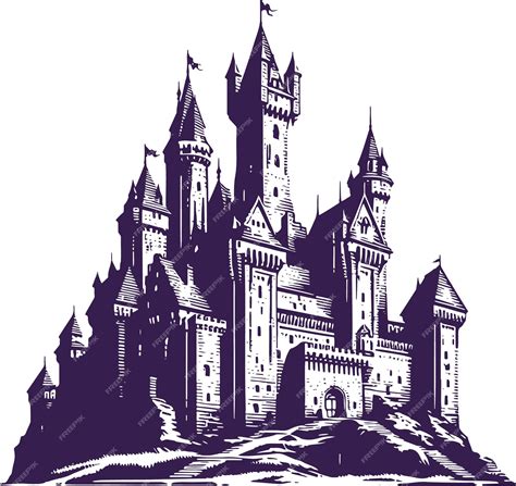 Premium Vector | Ancient castle made of stones in vector stencil ...