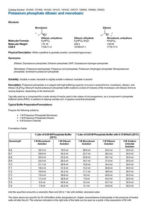 Potassium Phosphate Dibasic and Monobasic - DocsLib