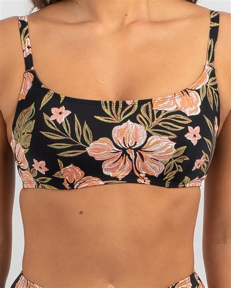 Shop Billabong Hooked On Tropics Mia Dd Bikini Top In Black Fast