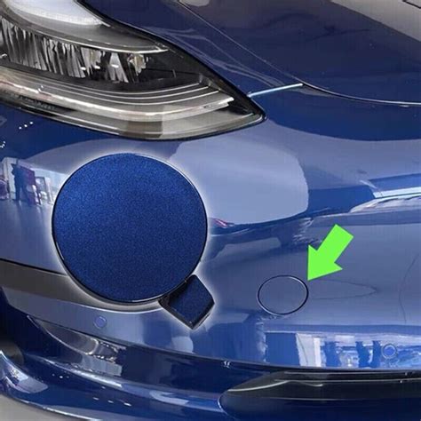 Front Bumper Tow Trailer Eye Cap Tow Hook Cover For Tesla Model Y 2020 2022 Blue 717880002832 Ebay