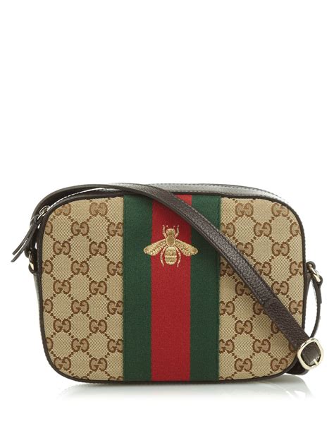 Lyst Gucci Line Gg Canvas And Leather Cross Body Bag In Brown