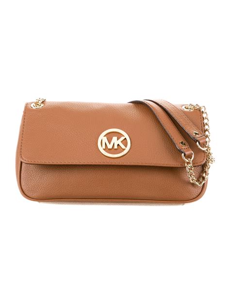 Michael Michael Kors Leather Chain Link Shoulder Bag Brown Shoulder Bags Handbags Wm5131930