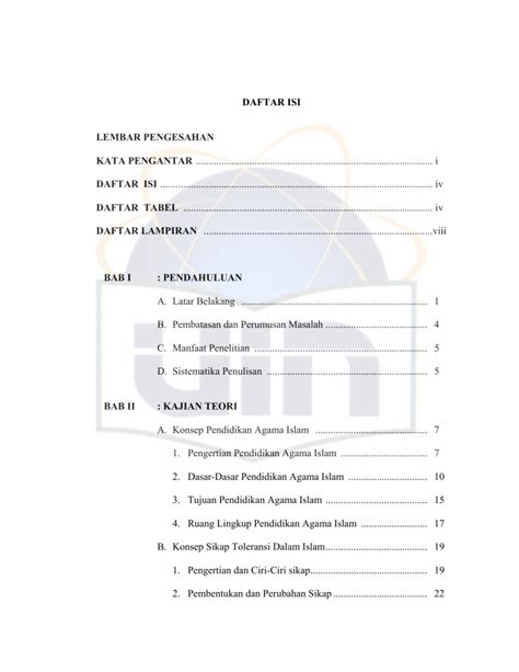 Daftar Isi Lembar Pengesahan Kata Pengantar