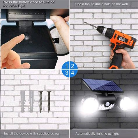 Външни соларни лампи, 2 бр., със сензор за движение, въртяща се глава ...