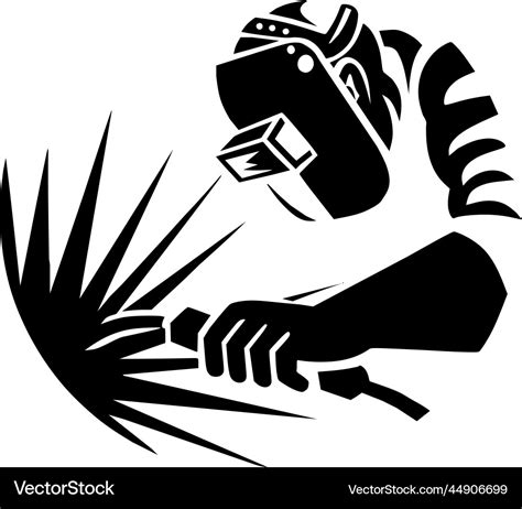 Welder Black And White Image Royalty Free Vector Image