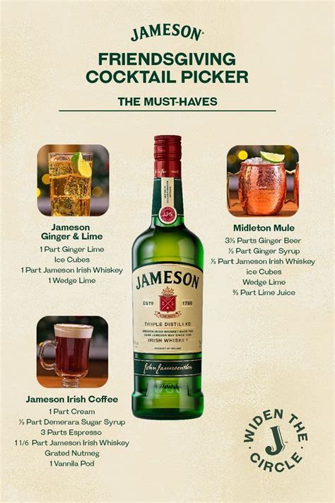 Jameson Friendsgiving Cocktail List Jameson Whiskey Drinks Jameson