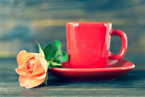 Red Coffee Cup And Rose Stock Photo Image Of Mother 146051342