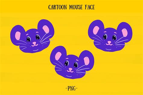 Cartoon Mouse Face, Blue Mouse Face Graphic by HappySweetArt · Creative ...