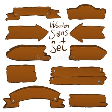 Wooden Signs Set Vector Illustration Stock Vector Illustration Of