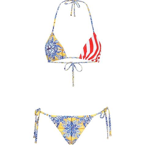 Dolce Gabbana Set Bikini Con Stampa Blu Stileo It