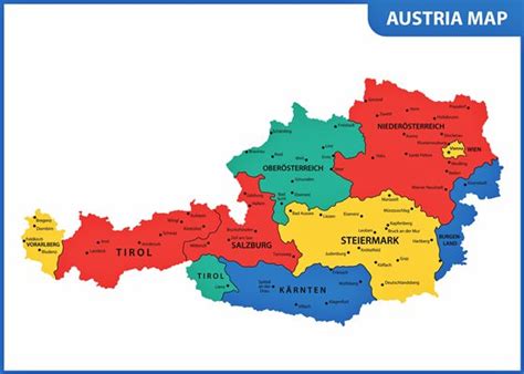 Austria Map of Regions and Provinces - OrangeSmile.com