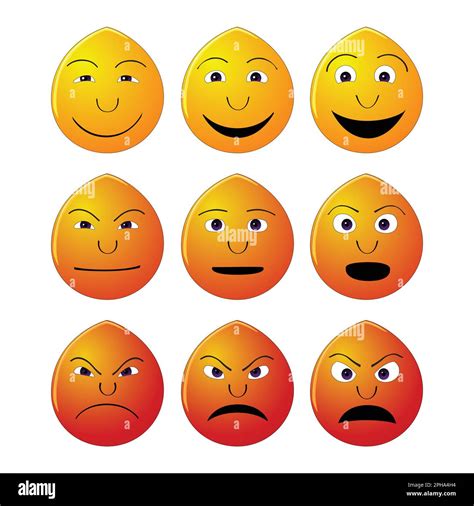 Set Of Emoticons With Different Emotions On A White Background Vector