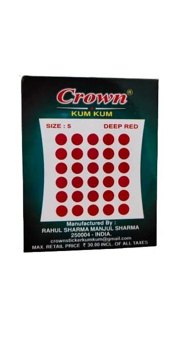 CROWN KUM KUM Round Deep Red Sticker Bindiya Bindis Spiral Bindi