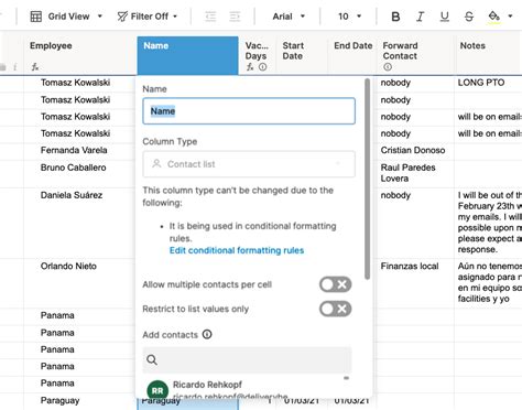 Blurry Contact Or Dropdown Column Properties — Smartsheet Community