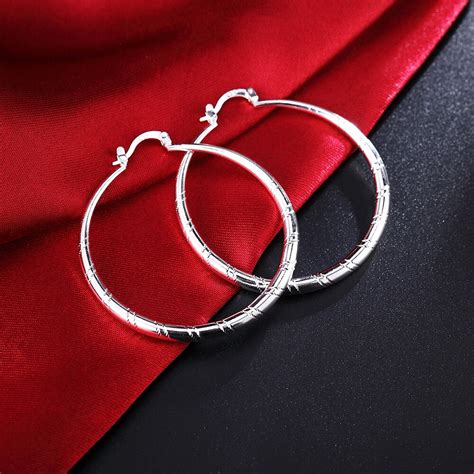 Boucles D Oreilles Cr Oles Cercle En Argent Regard Pour Femme