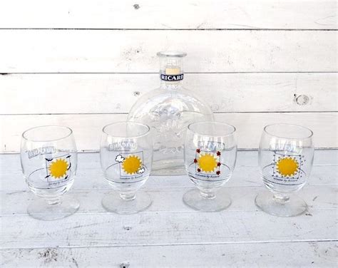 Ricard Pastis Aperitif Branded Water Pitcher And Matching Glasses