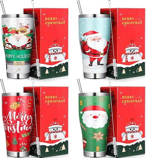 Amazon Mifoci 4 Pcs 30 Oz Christmas Tumbler With Lid And Straw