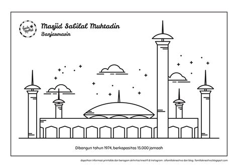 Gambar masjid sederhana untuk mewarnai - Gambar mewarnai