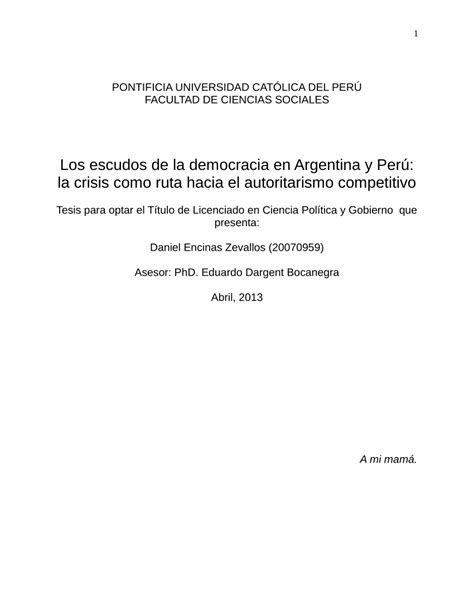 Pdf Los Escudos De La Democracia En Argentina Y Perú La Crisis Como