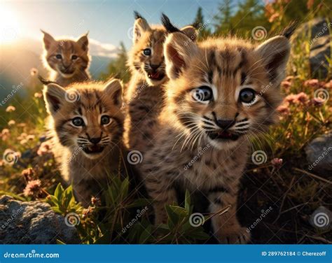 A group of lynxes stock photo. Image of together, mammal - 289762184