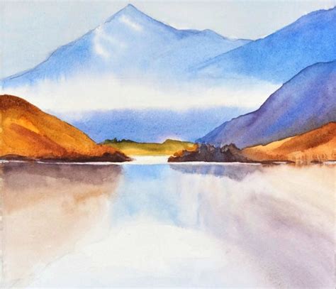 Mountain Watercolor Painting Landscape Mountain Print Living