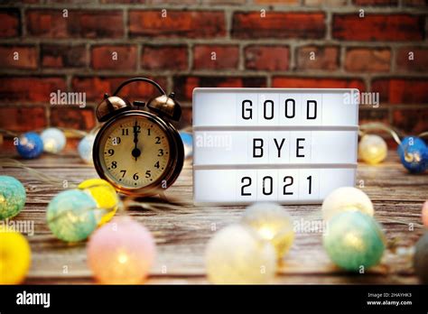 Goodbye Text In Light Box With Alarm Clock And Led Cotton Balls