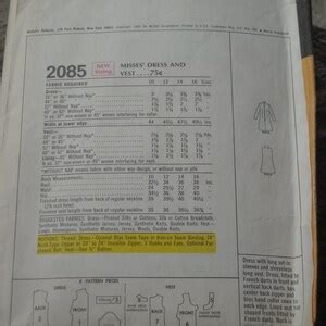 1969 Mccall S Step By Step Pattern For Dresses Vest Etsy