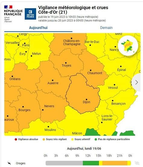 Météo Orages Météo France place la Côte d Or en vigilance orange ce