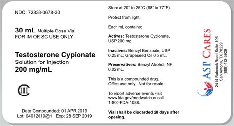 Testosterone Cypionate FDA Prescribing Information Side Effects And Uses