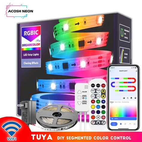 Ws Dreamcolor Led Strip Lights Ft Rgbic Tuya Wi Fi Phone App