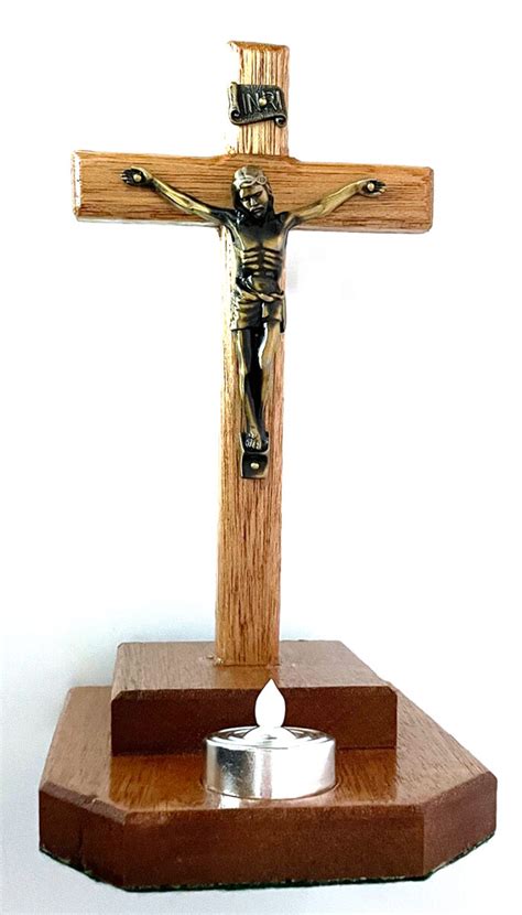 Mahogany Crucifix For Votive Candles 34 99 OLOG Rosaries