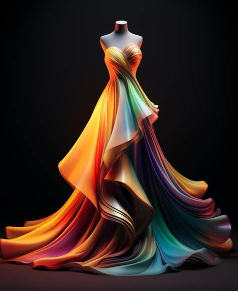 Premium Ai Image A Brightly Colored Dress On A Mannequin With A Black