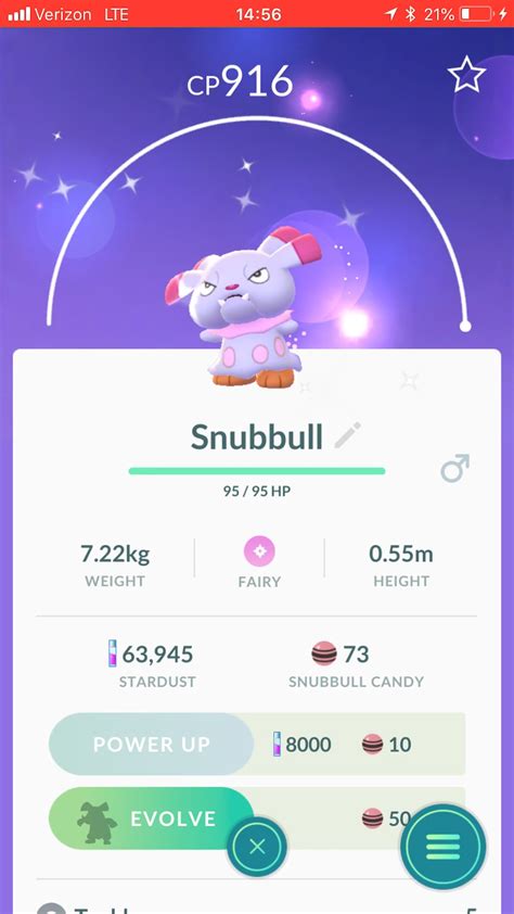 Better quality shiny Snubbull evo. : r/TheSilphRoad