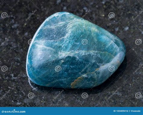 Polished Green Blue Apatite Gemstone On Dark Stock Photo Image Of