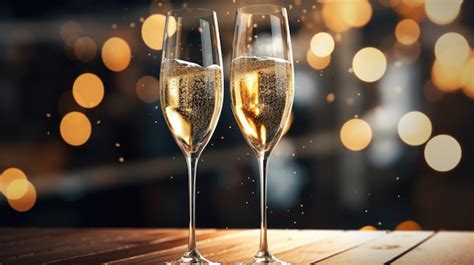 Premium Ai Image Celebration Drinks Clinking Champagne Glasses Copy Space