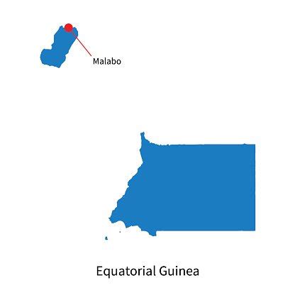 Detailed Vector Map Of Equatorial Guinea And Capital City Malabo Stock