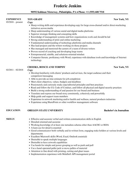 Copy Resume Samples Velvet Jobs