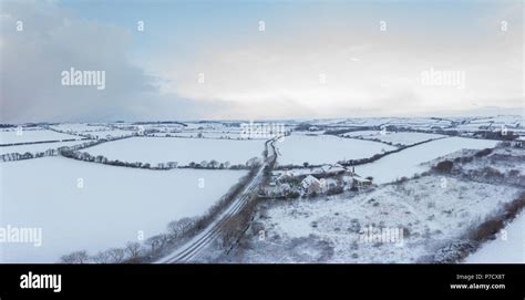 Aerial view of snowy landscape Stock Photo - Alamy