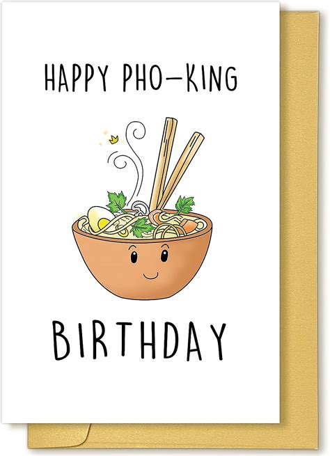 Sinfiya Happy Pho King Birthday Card For Men Women Funny Birthday Pun Card 30th