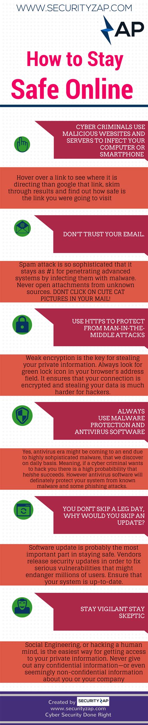 How To Stay Safe Online Infographics Security Zap