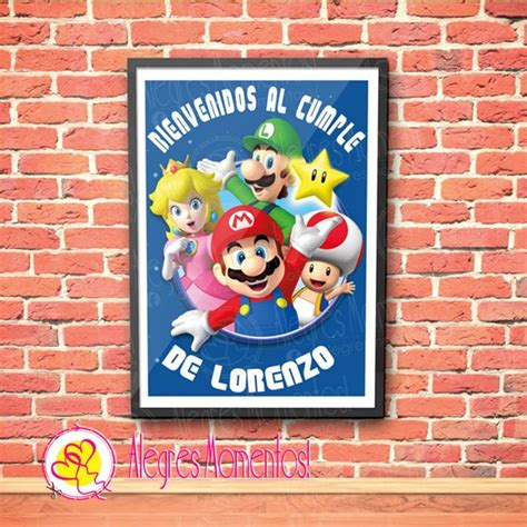 Cartel Cumplea Os Mario Bross Impreso Alegres Momentos