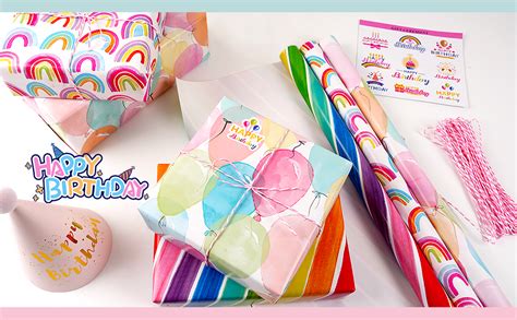 Geschenkpapier Geburtstag Rolle 3 Rollen 43x 300cm Bunt Rosa