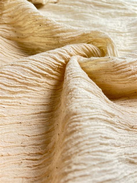 Organic Cotton Wrinkled Crinkle Unbleached Fabric Open Weave Sile