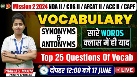 Nda Cds Capf Afcat Acc English Live Vocabulary For Nda Acc