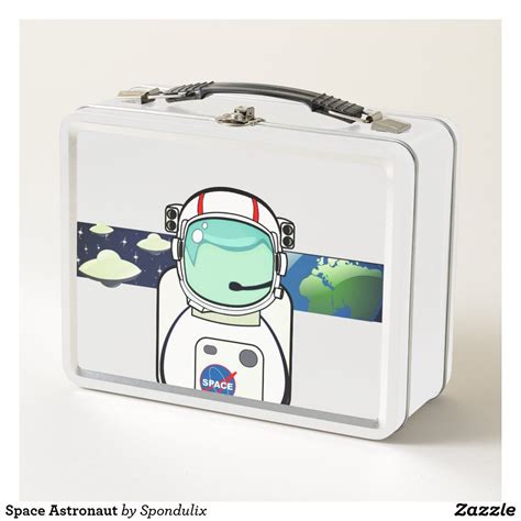 Space Astronaut Metal Lunch Box Holiday Photo Cards Custom Holiday