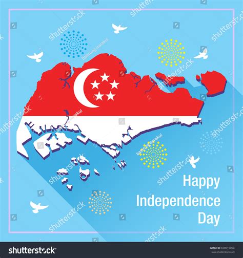 Happy Independence Day Singapore Banner Stock Vector Royalty Free