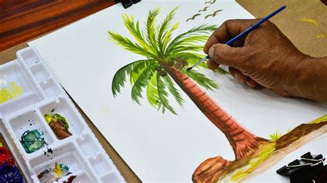 How To Paint A Coconut Tree With Watercolor Youtube