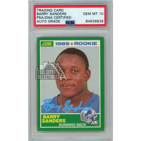 Barry Sanders 1989 Score Autograph Rookie Card 257 PSA DNA 10 Light